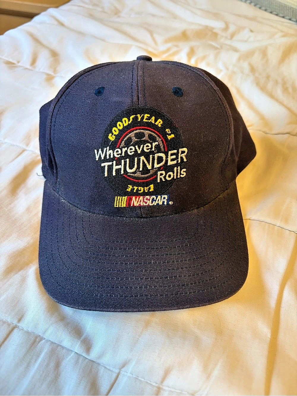 Vintage Goodyear Wherever Thunder Rolls NASCAR Snapback Hat Black Hat